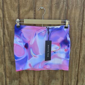 White Fox NWT Mini Skirt Purple Orb Marble Womens Size XS